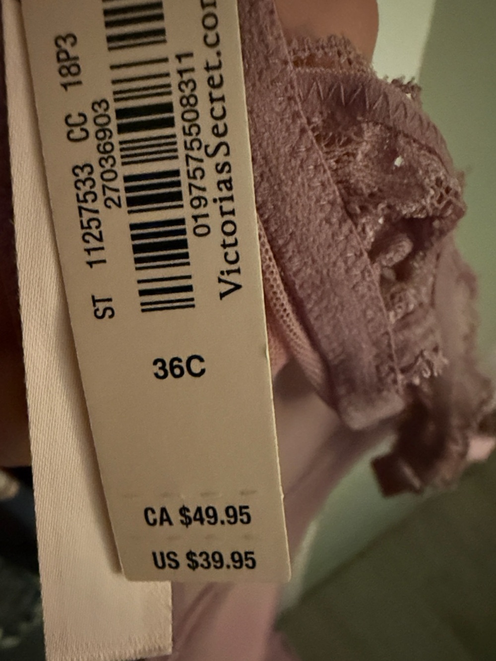 Victoria's Secret Dusty Mauve Lace Bra